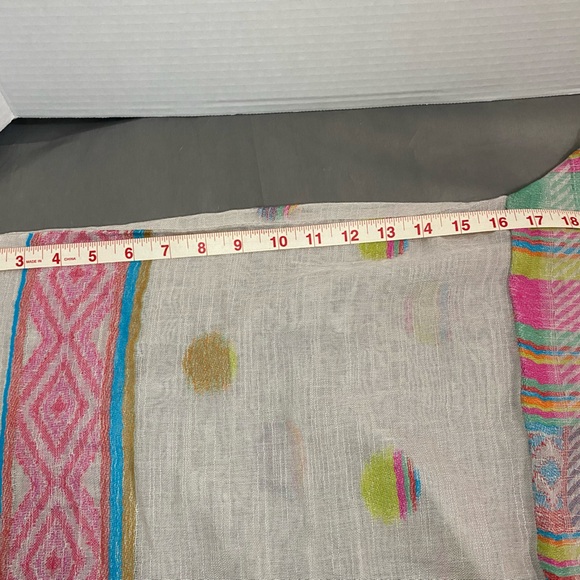 Saachi Colorful Fringe Open Front Sz S Gauzy Kimono Cover Up Festival Lagenlook - Picture 10 of 12